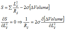 S=sigma volume + Lij^2/Rij