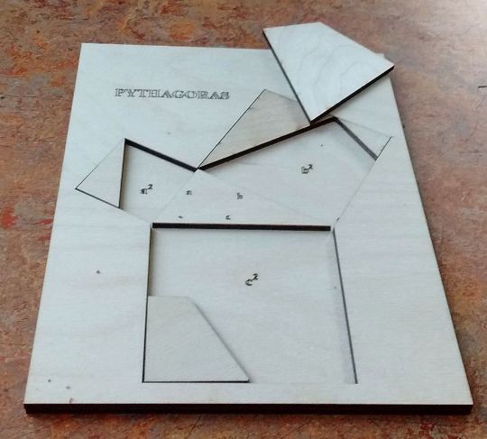 Laser cut Pythagoras Puzzle